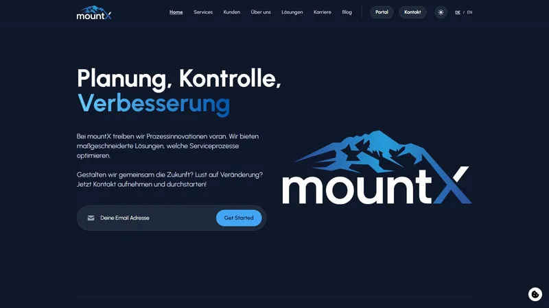 Startseite der mountX GmbH auf mountx.at